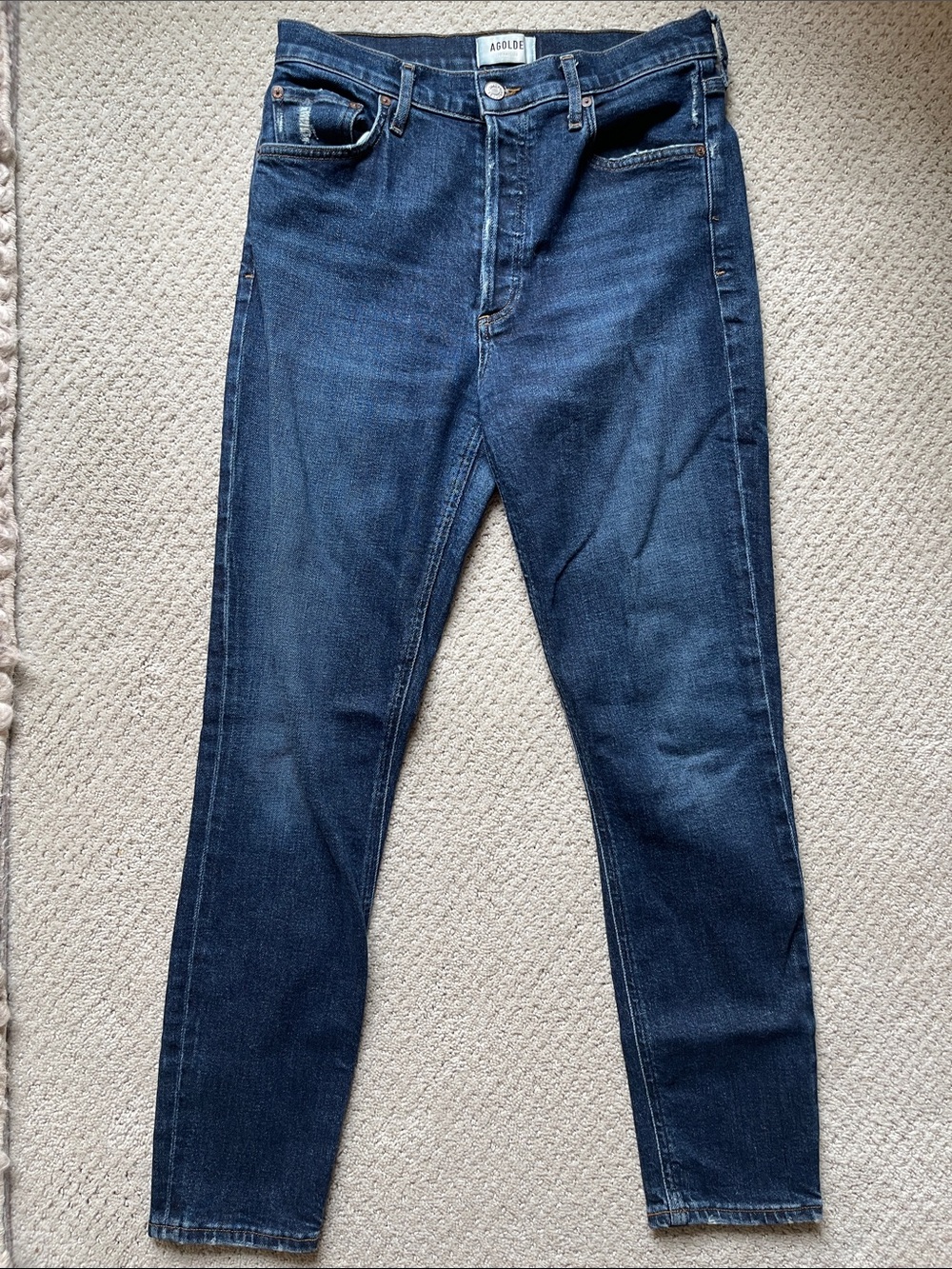 Agolde Nico High Rise Straight Jeans in Dark Indigo